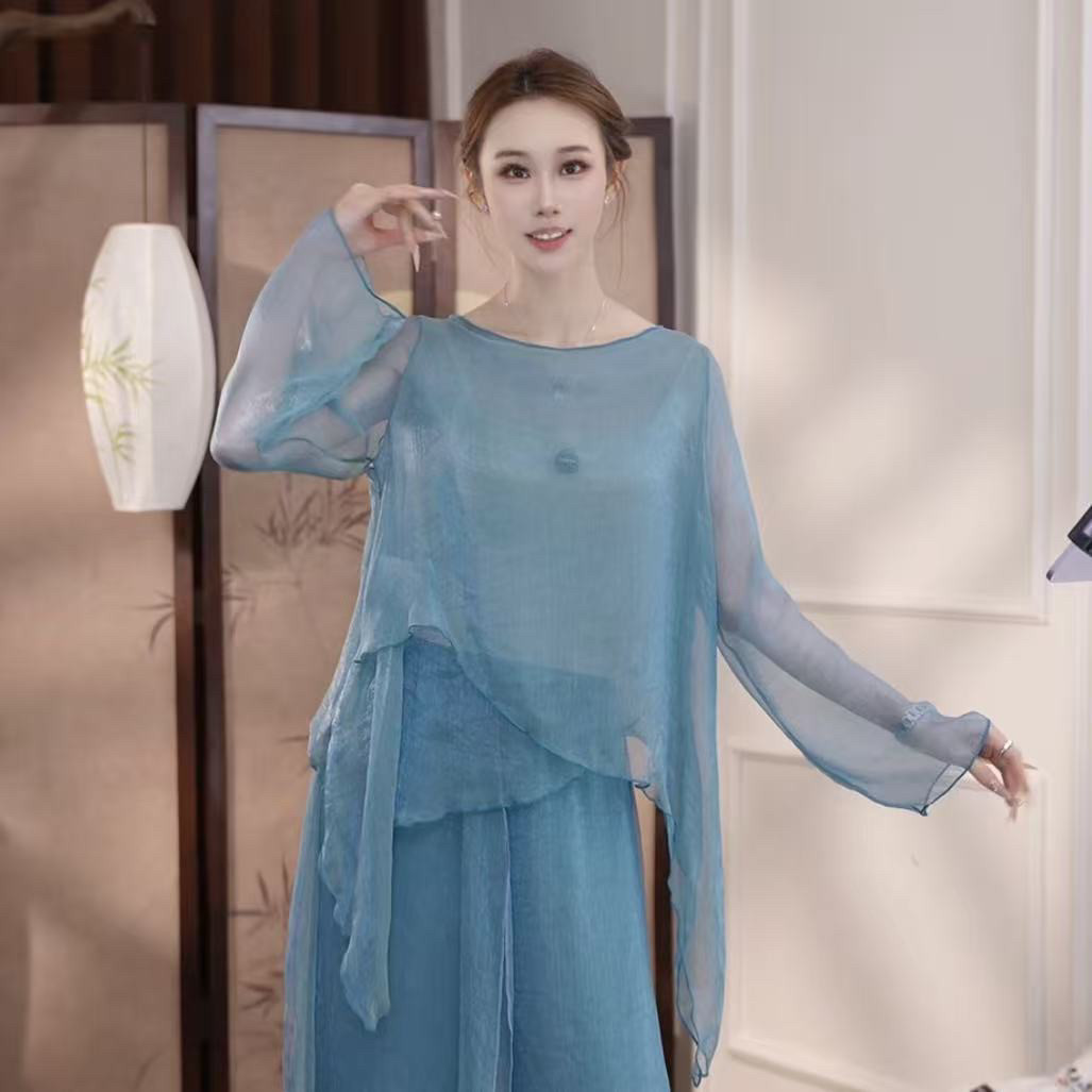 MuMu新款古典舞身韵练功服上衣女仙气飘飘练功服