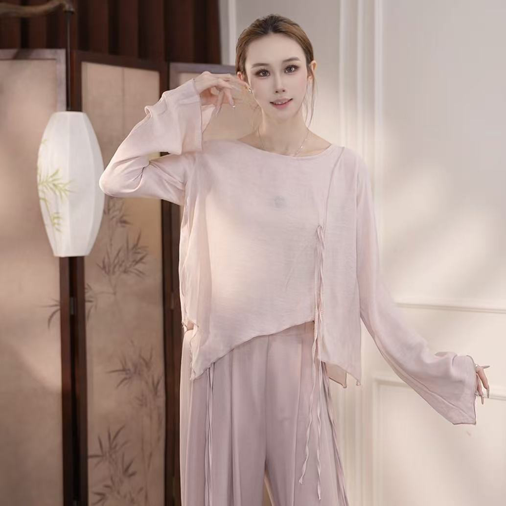 现代舞服装女飘逸长袖上衣演出服中国风练功服