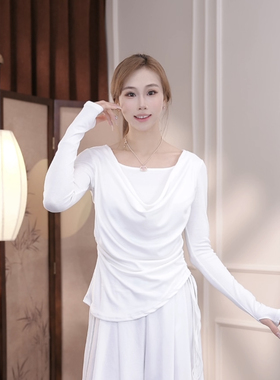 MuMu2025新款荡领假两件修身显瘦现代舞练功服