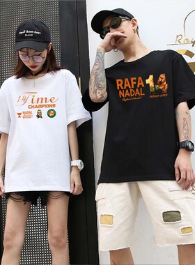 2022法网纳达尔14冠纪念T恤大满贯22冠网球训练短袖圆领印花Rafa