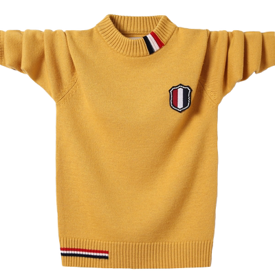 男孩子圆领套头10-18厚款羊毛衫