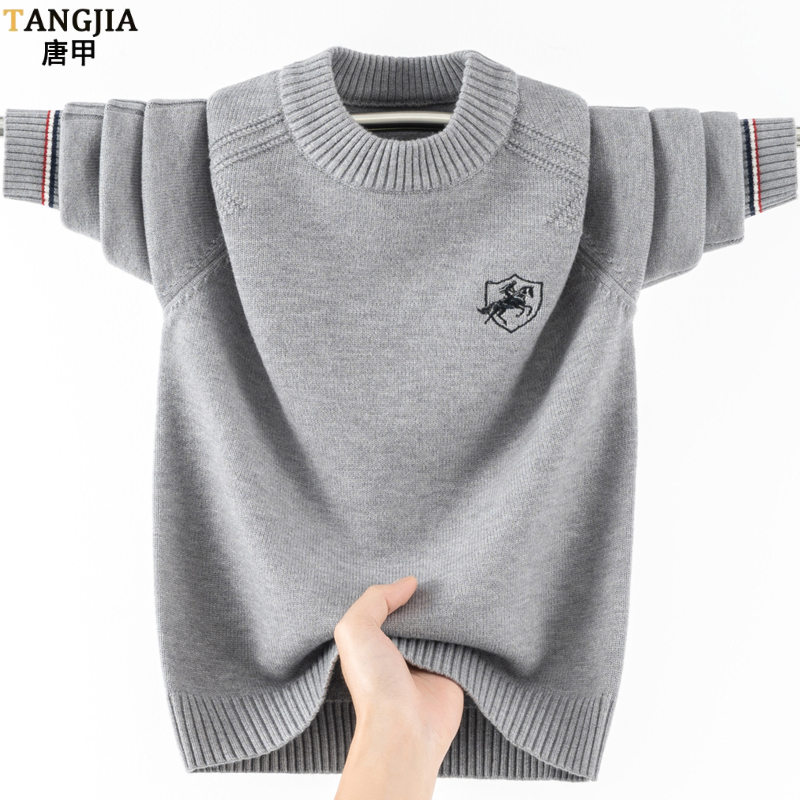 刺绣青少年男装羊毛衫厚款