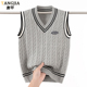 男生针织马甲V领新款 初高中学生羊毛背心宽松青少年秋冬保暖坎肩