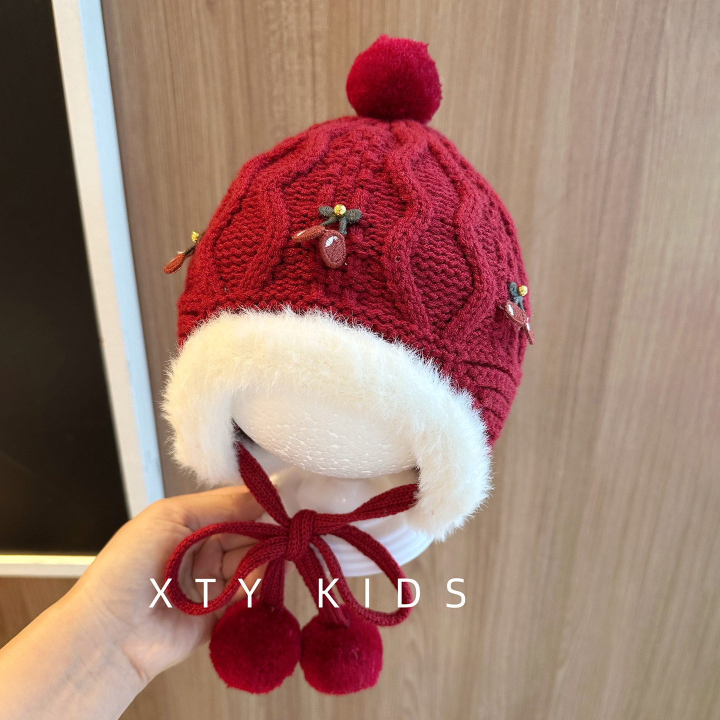 儿童护耳帽冬季保暖加厚毛绒复古红色新年女童宝宝帽子防风毛线帽,童装/婴儿装/亲子装,帽子,淘宝优惠券,粉丝福利购,淘宝优惠卷