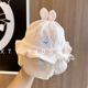 韩版 可爱小兔子刺绣宝宝渔夫帽春秋纯棉婴幼儿超萌户外太阳帽胎帽