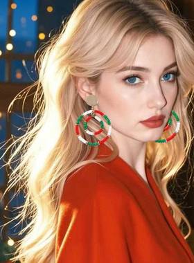 圣诞节minimalist fashion 休闲几何手工串米珠rotundity 耳坠fes