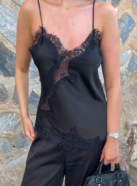 autumn and winternew不对称蕾丝拼接strapswaistcoat设计感tempe