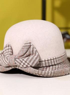 帽子女士autumn and winternew model毛呢女帽fashion可折叠柔软