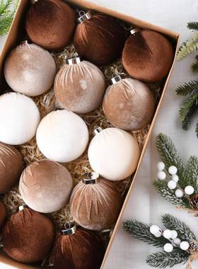 爆款8cm/15PCS包布球圣诞球decoration 摆件圣诞节装饰starp