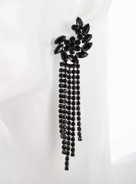 外贸新款黑色fully paved with diamonds 马眼耳环 personality f