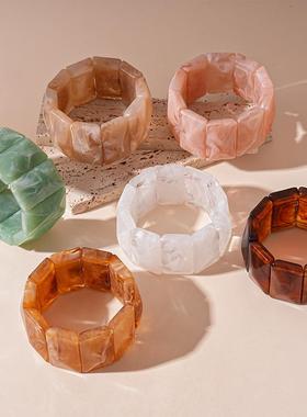 retro acrylic 晕染几何长方形bracelet minimalist 小众设计气质