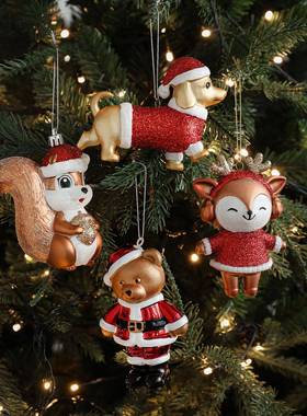 新品金色红金色粘粉塑料挂件哑光彩粉卡通挂件圣诞树橱窗starp 装