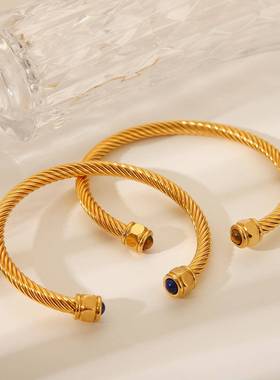 ins风personality trend C形钛钢bracelet fashion 百搭不锈钢bra