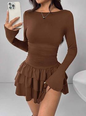 new women's clothing autumn and winter 纯色修身显瘦temperame