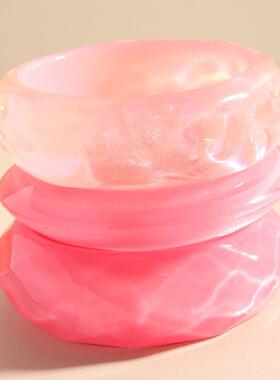 希音新款热销粉色ripple rotundity resin bracelet minimalist
