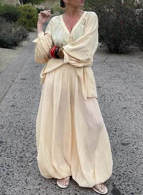 夏季newloose泡泡束脚裤设计感temperamentfashionwomen's clothi