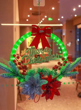 新款圣诞shine 花环仿真红果松针圣诞节门挂装饰starp 橱窗用品盒