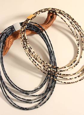 爆款fashion 野性皮革5层leopard print necklace minimalist 设