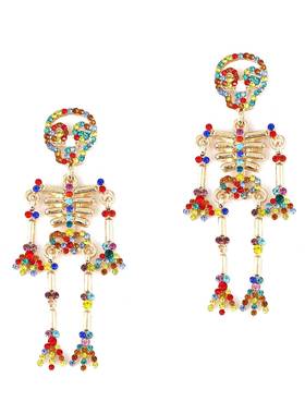 fashion creativity exaggeration 骨架骷髅耳饰alloy 镶钻镶pear