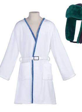 圣诞节Hallowmas 白色长袍纯色收腰浴袍男生浴巾