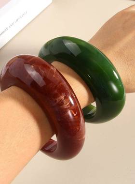 新款irregular exaggeration 几何形resin bracelet retro ins高