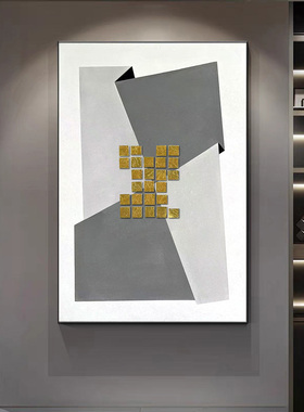 原创纯手绘客厅油画抽象极简挂画