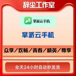 掌派云手机众享欢畅青春精英尊享型号全天24小时自动发货