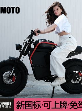 Himoto新国标电动自行车抖音助力复古越野机车智能锂电瓶车可上牌