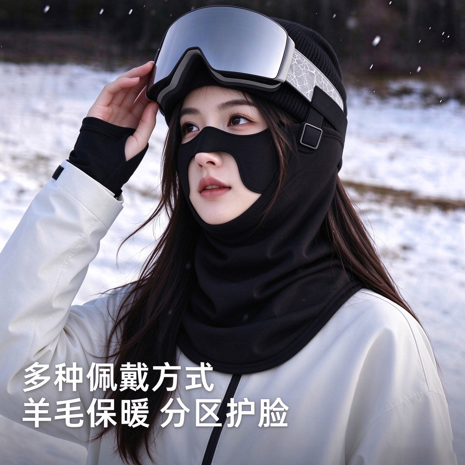 【羊毛滑雪面罩】眼罩不起雾头套