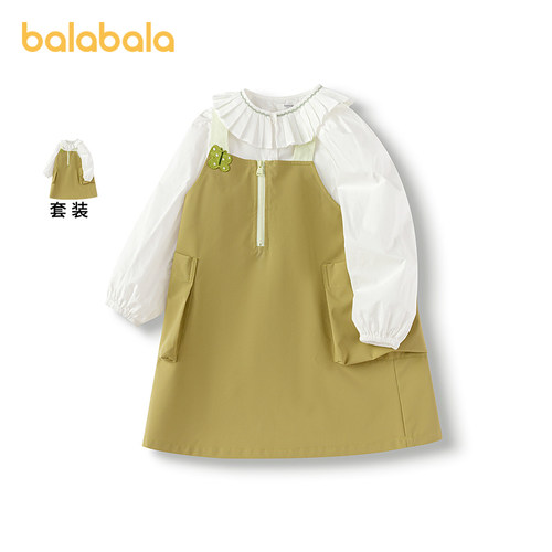 巴拉巴拉连衣裙女童背带裙两件套