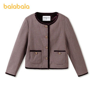 巴拉巴拉童装儿童外套女童春装中大童上衣千鸟格提花时尚洋气潮
