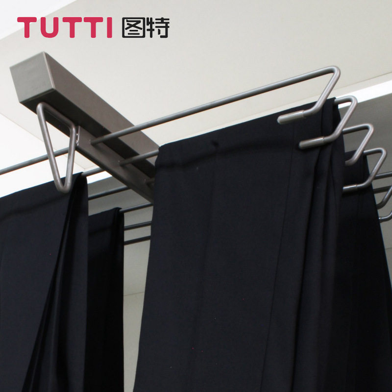 图特tutti阿尔法顶装双排裤架侧装西裤架阻尼推拉伸缩衣帽间收纳