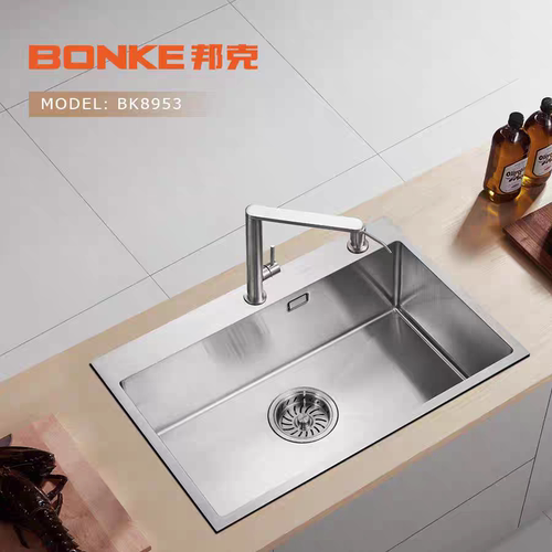 BONKE邦克水槽SUS304不锈钢大单槽手工水槽洗菜盆洗碗池BK8953