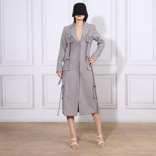 外套女 高级感V领多口袋西装 新款 气质通勤风上衣2025秋冬小众时尚