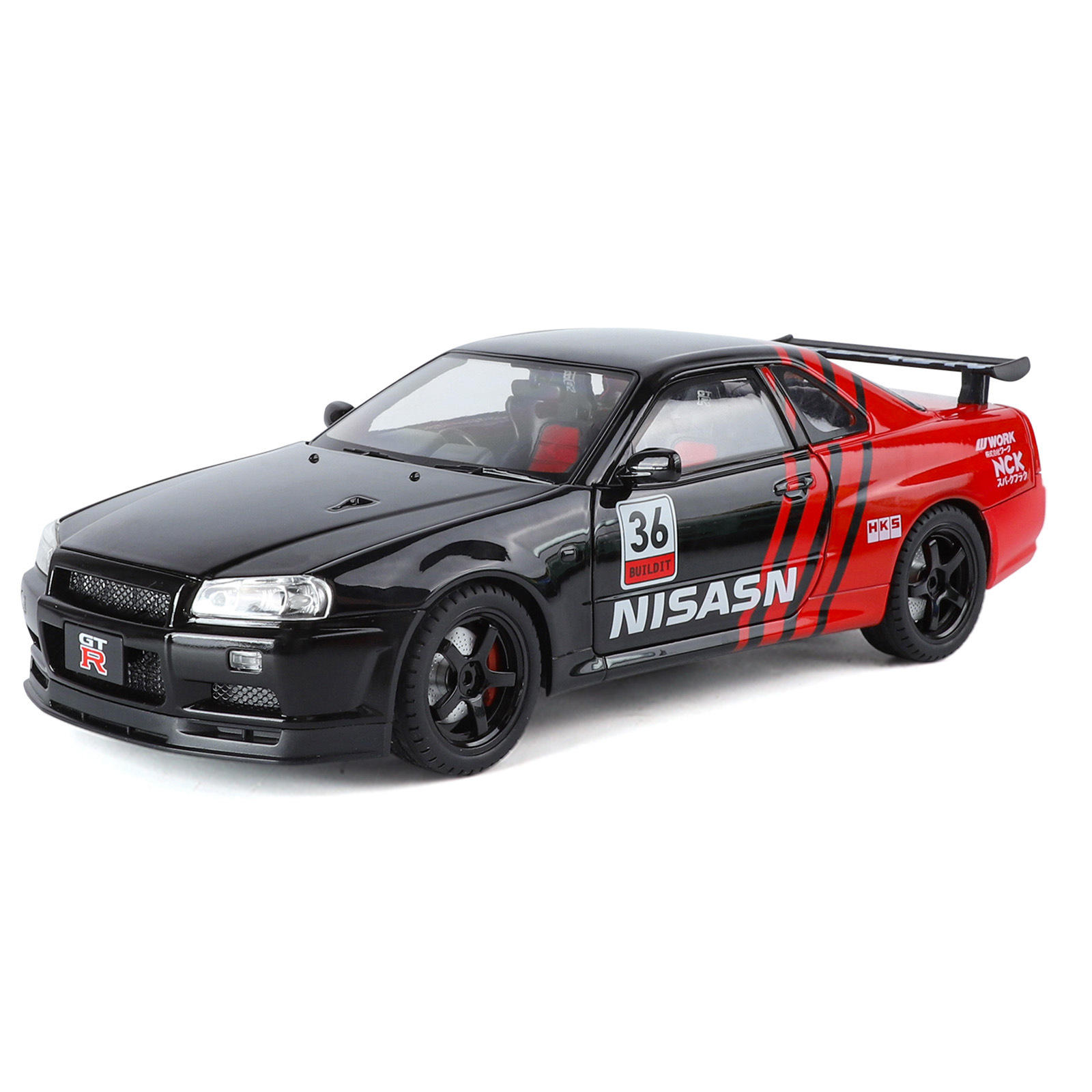 1:18日产GT-R天际线拉花版合金汽车模型男孩儿童玩具赛车摆件