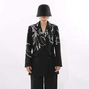 外套女式 高级感收腰显瘦气质西装 潮连衣裙 重工镶钻2025秋季 法式