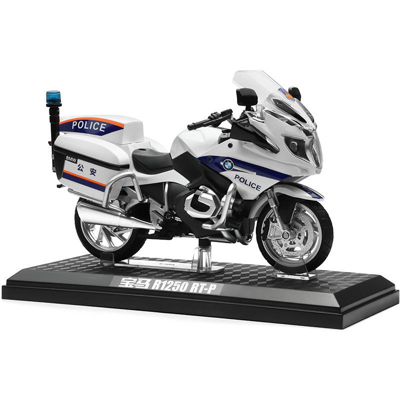 新款 警车BWM R1250RT-P仿真合金摩托车模型男孩摆件盒装