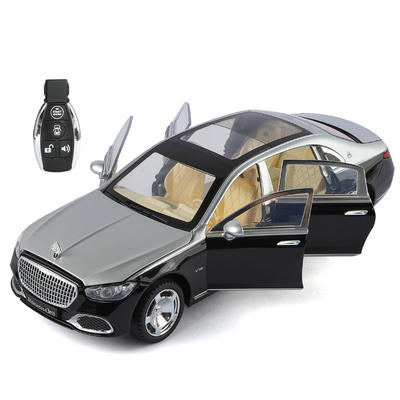 1:24遥控电动门大奔迈巴S680合金汽车模型声光避震沙盘模拟道具