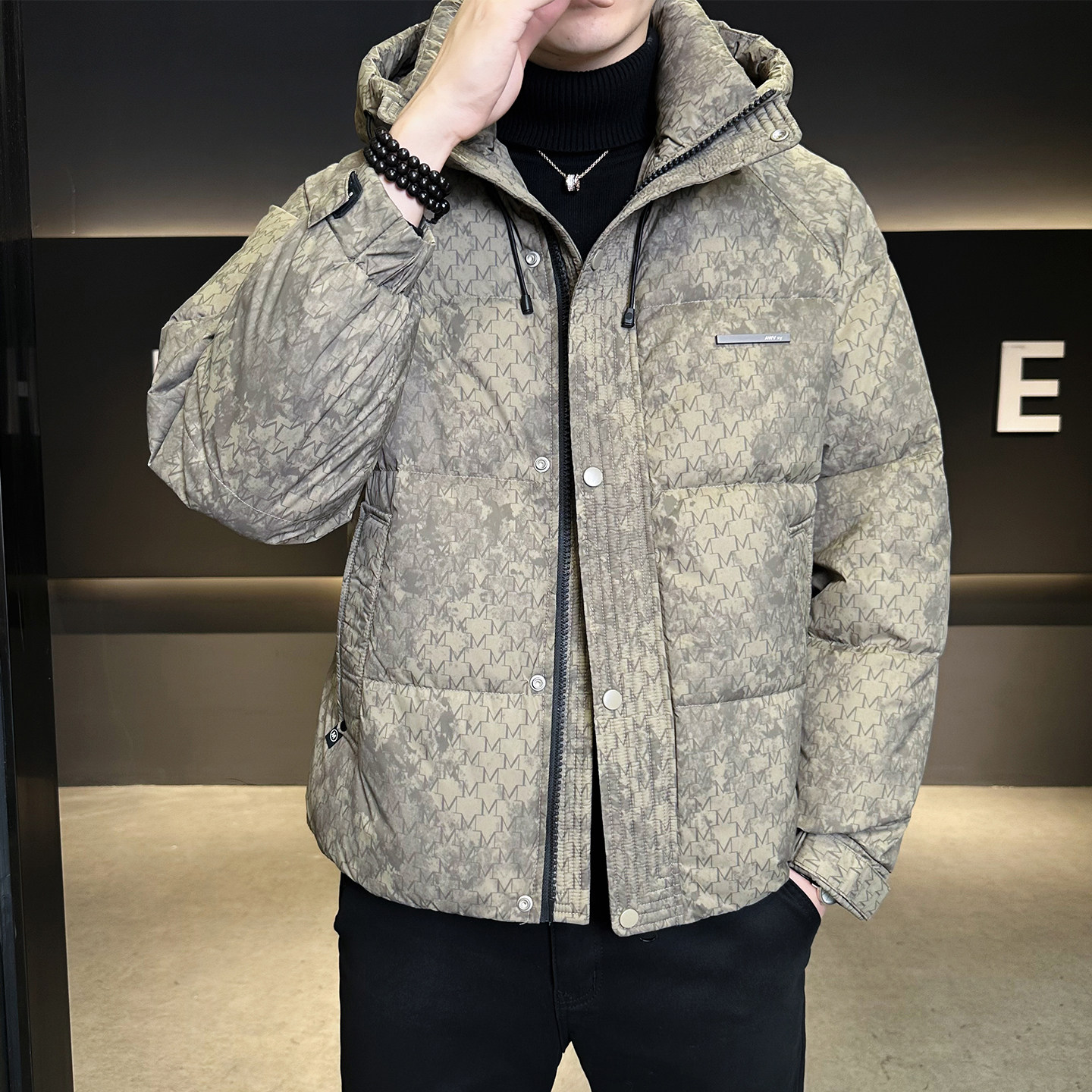 标50绒连帽羽绒服男士2025新款加厚保暖外套男装B320-6601-P235,男装羽绒服,电商B320