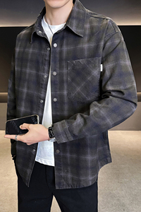 2026春季100纯棉休闲衬衫夹克男士外套B320-5892-P110图片