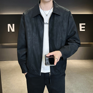 店主风皮衣男士时尚2025新款休闲皮夹克外套男装B320-6212-P135图片