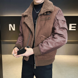 皮毛一体外滩男装2025新款休闲时尚加绒皮衣夹克男B320-3533-P225，男装夹克，电商B320