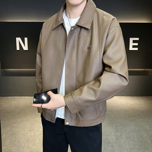 店主方皮衣男士外套2025秋装新款皮夹克男装B320-6210-P135图片