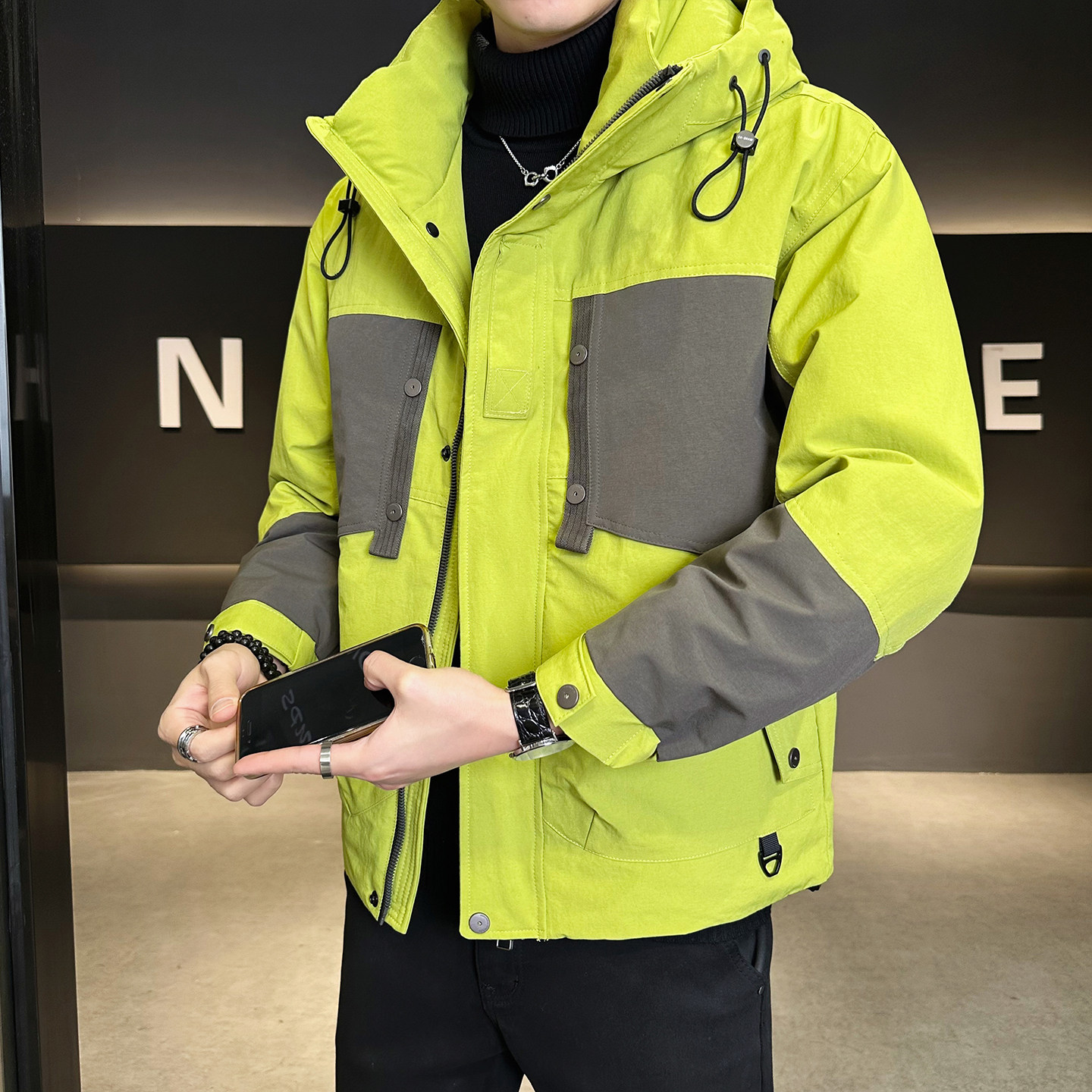 标50绒冬季连帽羽绒服男士2025新款保暖外套男B320-28998-P228,男装羽绒服,电商B320