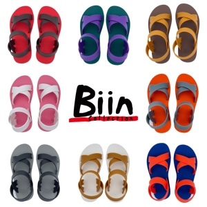 Biincollection时尚简约纯色设计师手工橡胶男女交叉款凉鞋/X凉