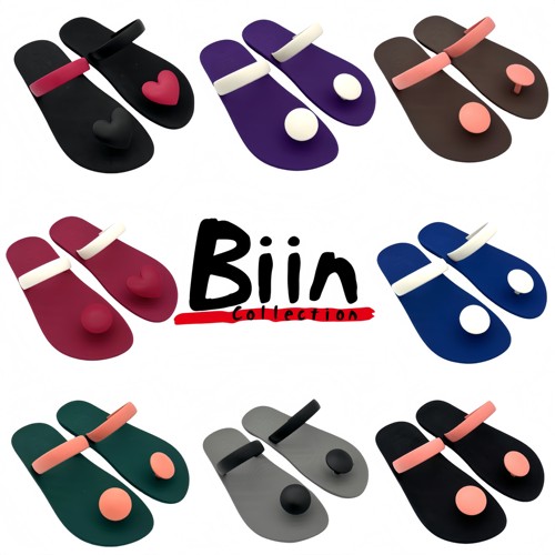 Biincollection泰国乳胶户外度假防水防臭脚显瘦高跟圆款人字拖