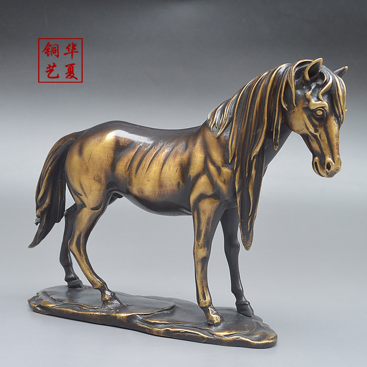 纯铜雕塑风水立马发财摆件工艺品