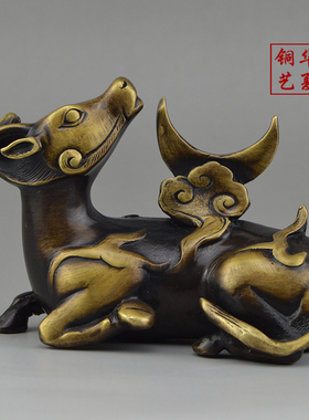 仿古风黄铜文房四宝书桌工艺品