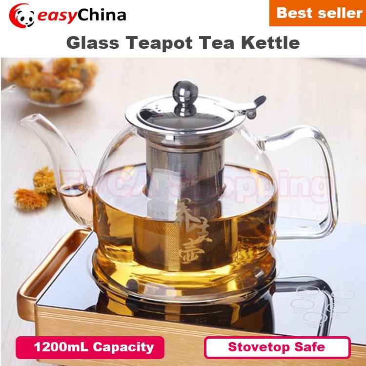 Glass Teapot with Removable Infuser Stovetop Safe Tea Kettle