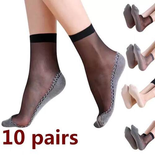 10 pairs women soft socks ladies girls thin silk sock summer